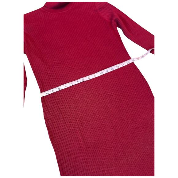 NWOT Stunning Red Carlisle Silk Cashmere Cotton Rib Knit Turtleneck Midi Dress - Picture 5 of 8